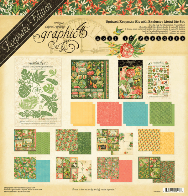 Graphic 45 Lost in Paradise — Updated Keepsake Kit with Metal Die-Set