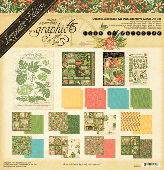 Graphic 45 Lost in Paradise — Updated Keepsake Kit with Metal Die-Set