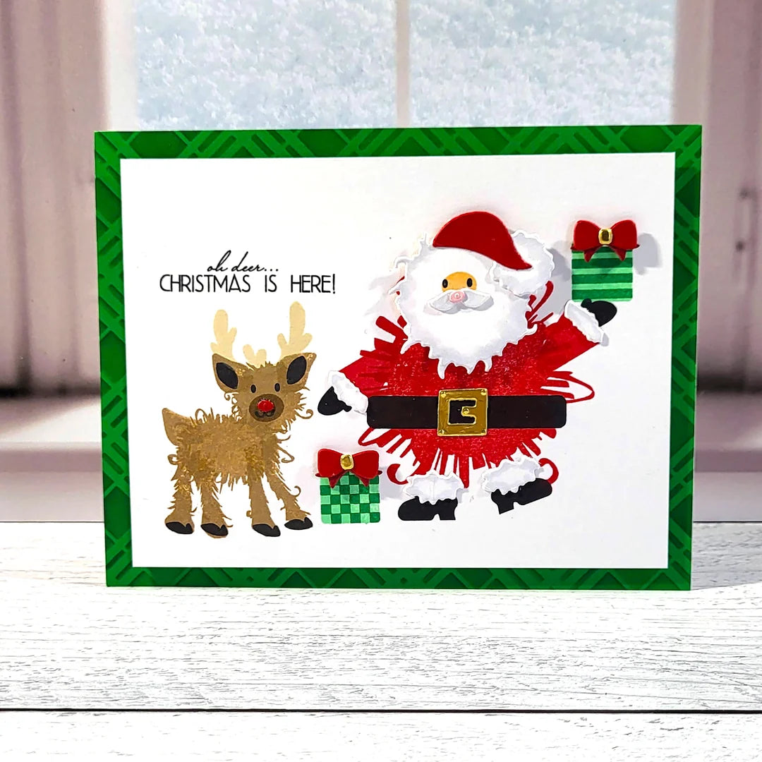 LDRS Fuzzy Wuzzies Happy Elfing Holiday 4x6 Stamps and Coordinating Dies