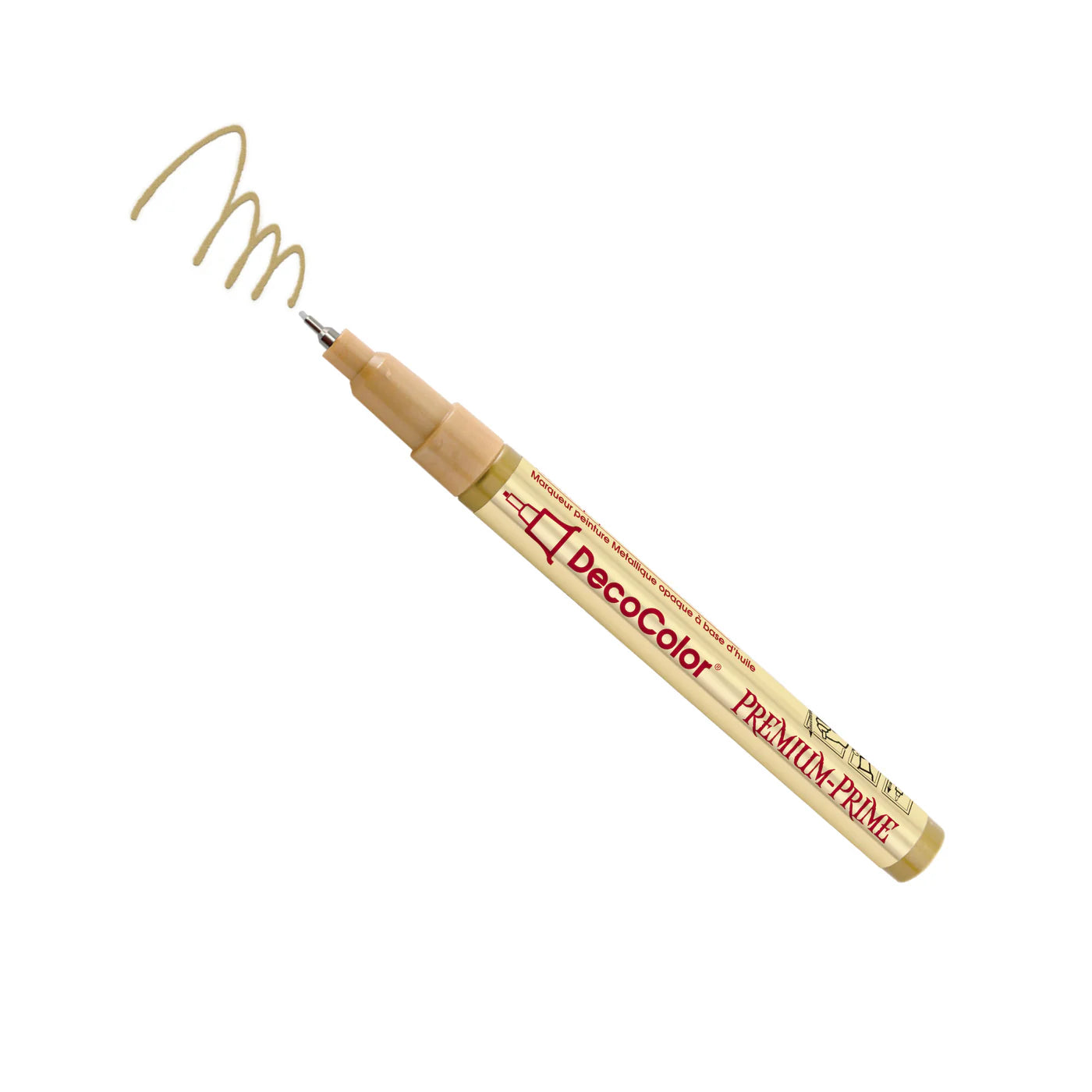 Deco fine point gold metallic pen on white background