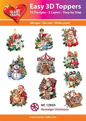 Hearty Crafts santa clause, snowman, and carousel images on packing.
