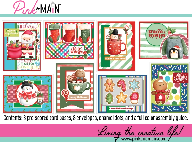 Christmas card sample images from pink and main card kit