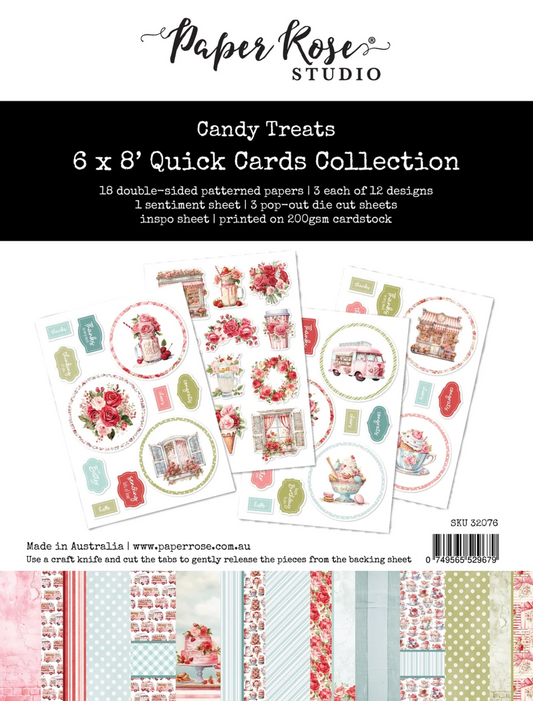 Paper Rose Studio Candy Treats 6x8 Quick Cards Collection packaging with patterned papers and designs.