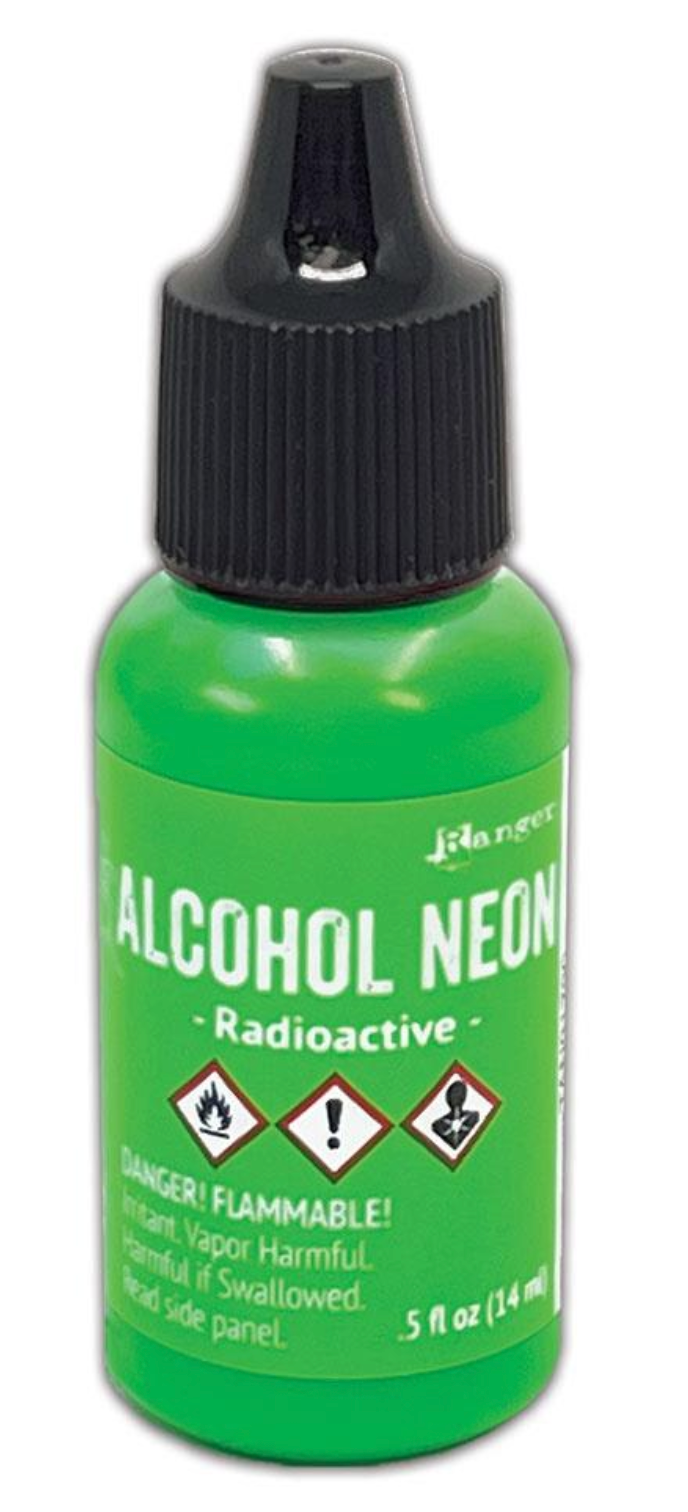 Green bottle labeled 'Alcohol Neon' with black cap on a white background