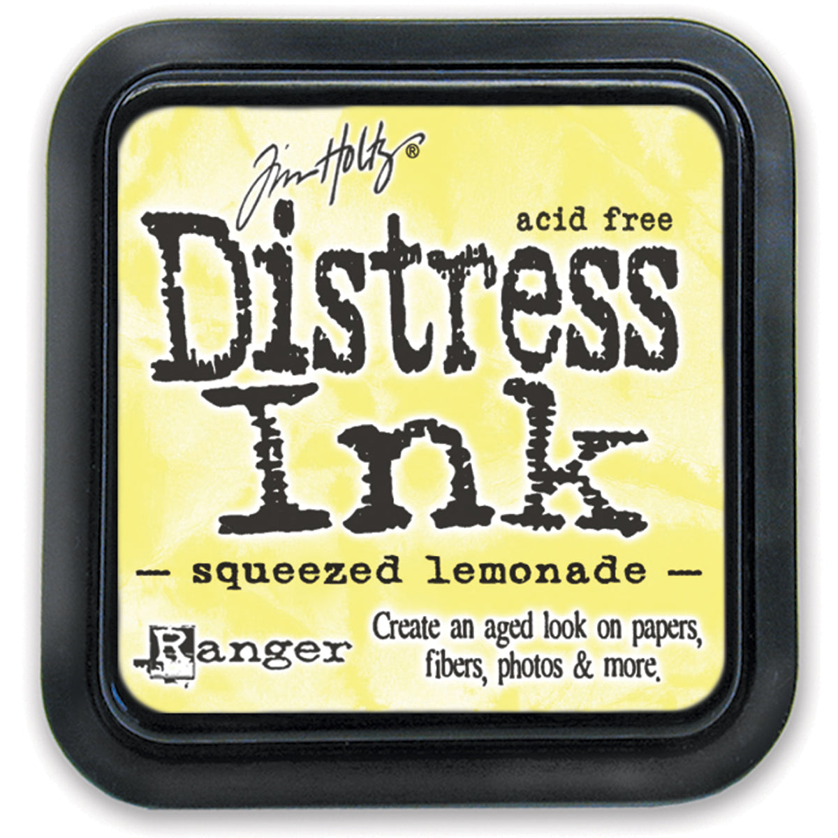 Tim Holtz Distress Ink pad squeezed lemonade on white background