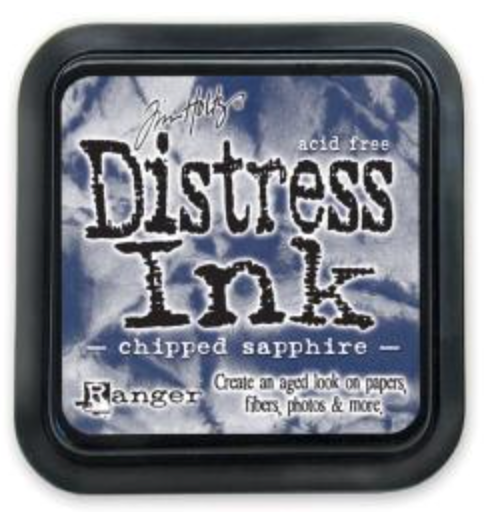 Distress Ink pad by Ranger with 'chipped sapphire' color on a white background