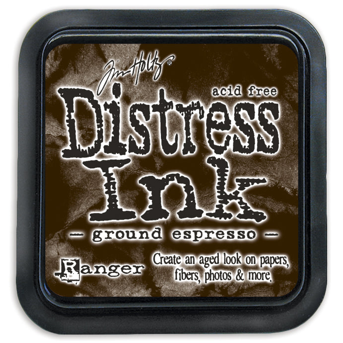 Tim Holtz ground espresso distress ink pad on white background