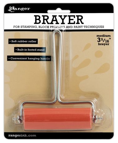 Brayer for stamping and block printing on packaging with Ranger branding.