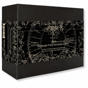 Black Graphic 45 policy envelope mini album and folio for memory keeping