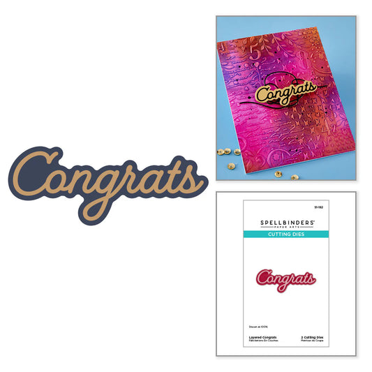Congrats die sentiment shadow and font for cardmaking