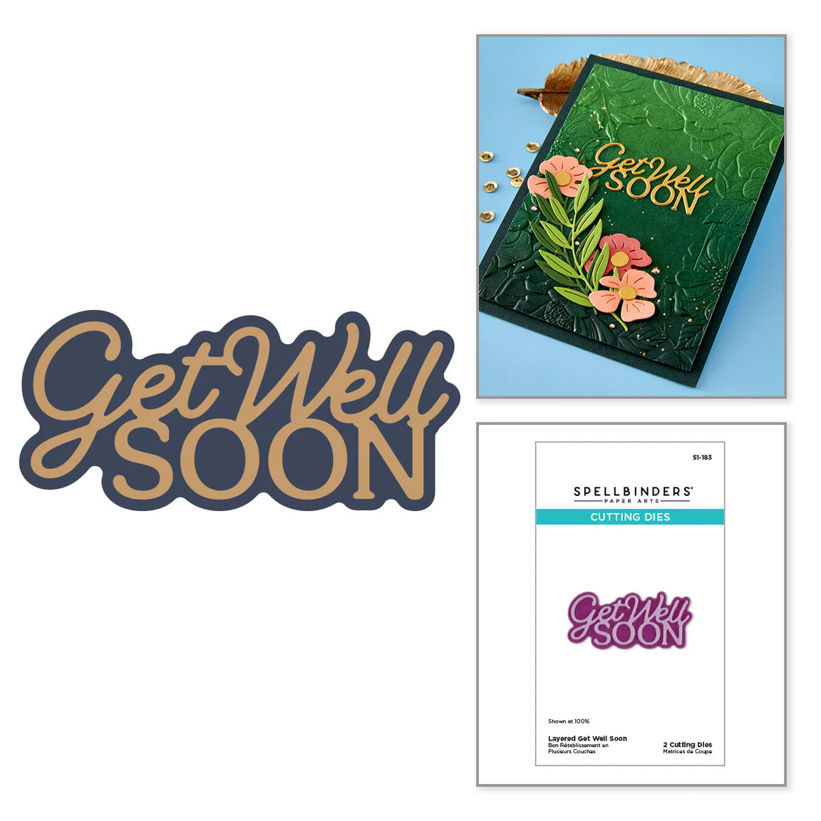 get well soon sentiment and shadow dies for cardmaking