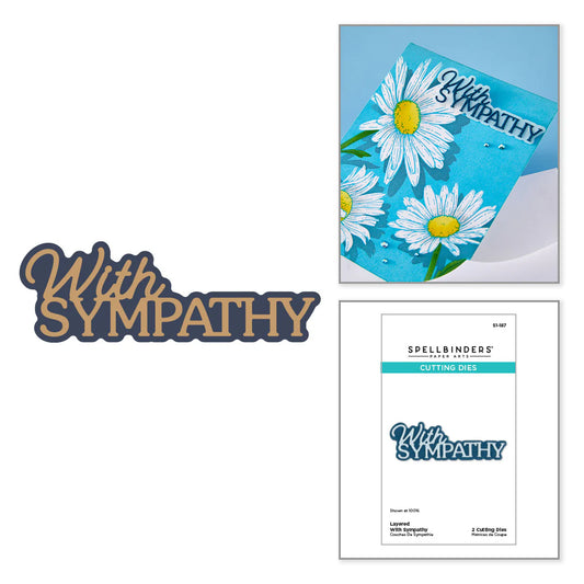 With Sympathy die sentiment shadow and font for cardmaking