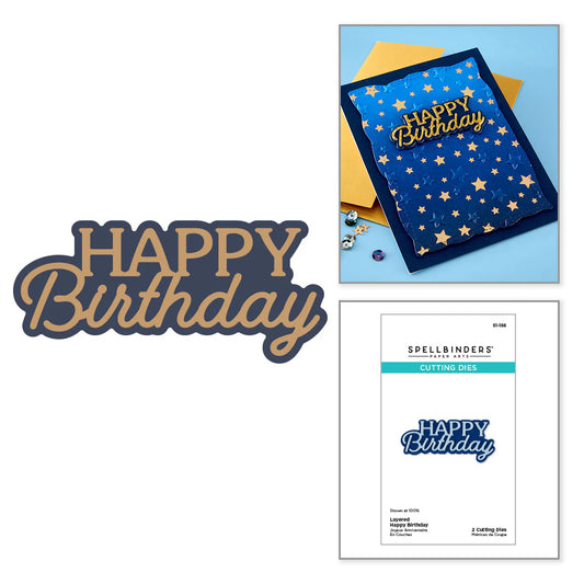 Happy Birthday die sentiment shadow and font for cardmaking