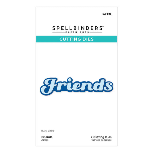 friends sentiment and shadow metal die for scrapbooks and cards