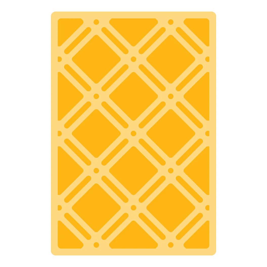 Yellow rectangular mat with a geometric pattern on a white background