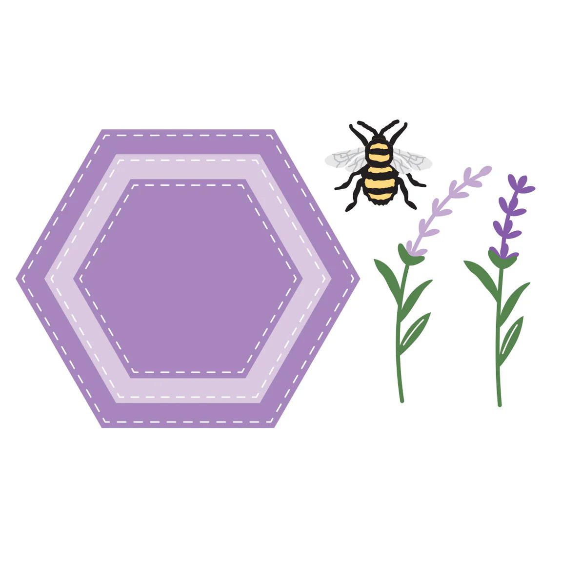 Spellbinders Simple Vintage Lavender Fields Hexagons Etched Dies