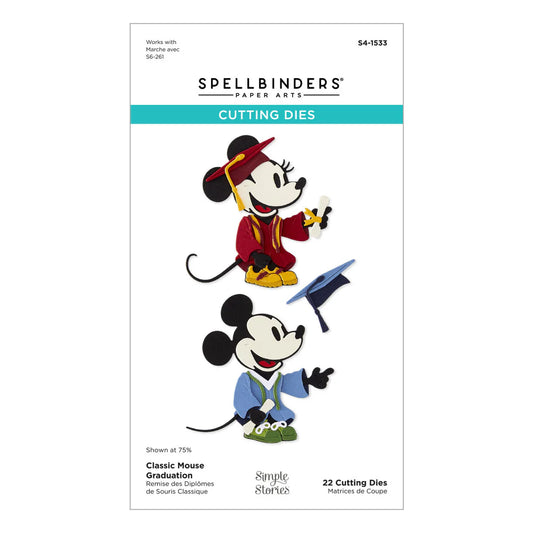 Spellbinders paper arts cutting dies packaging with cartoon characters on a white background classic mouse