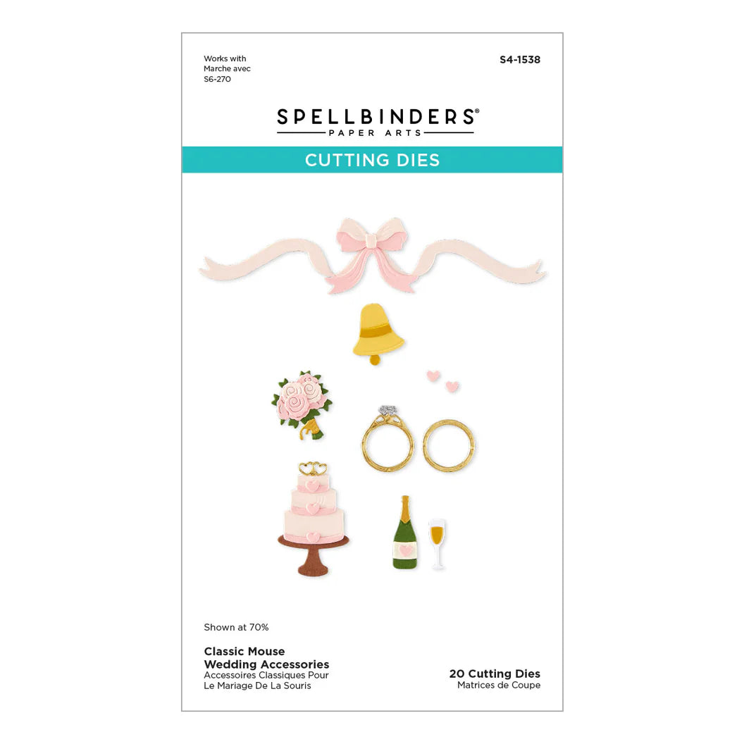 Spellbinders paper arts cutting dies set with wedding accessories on a white background