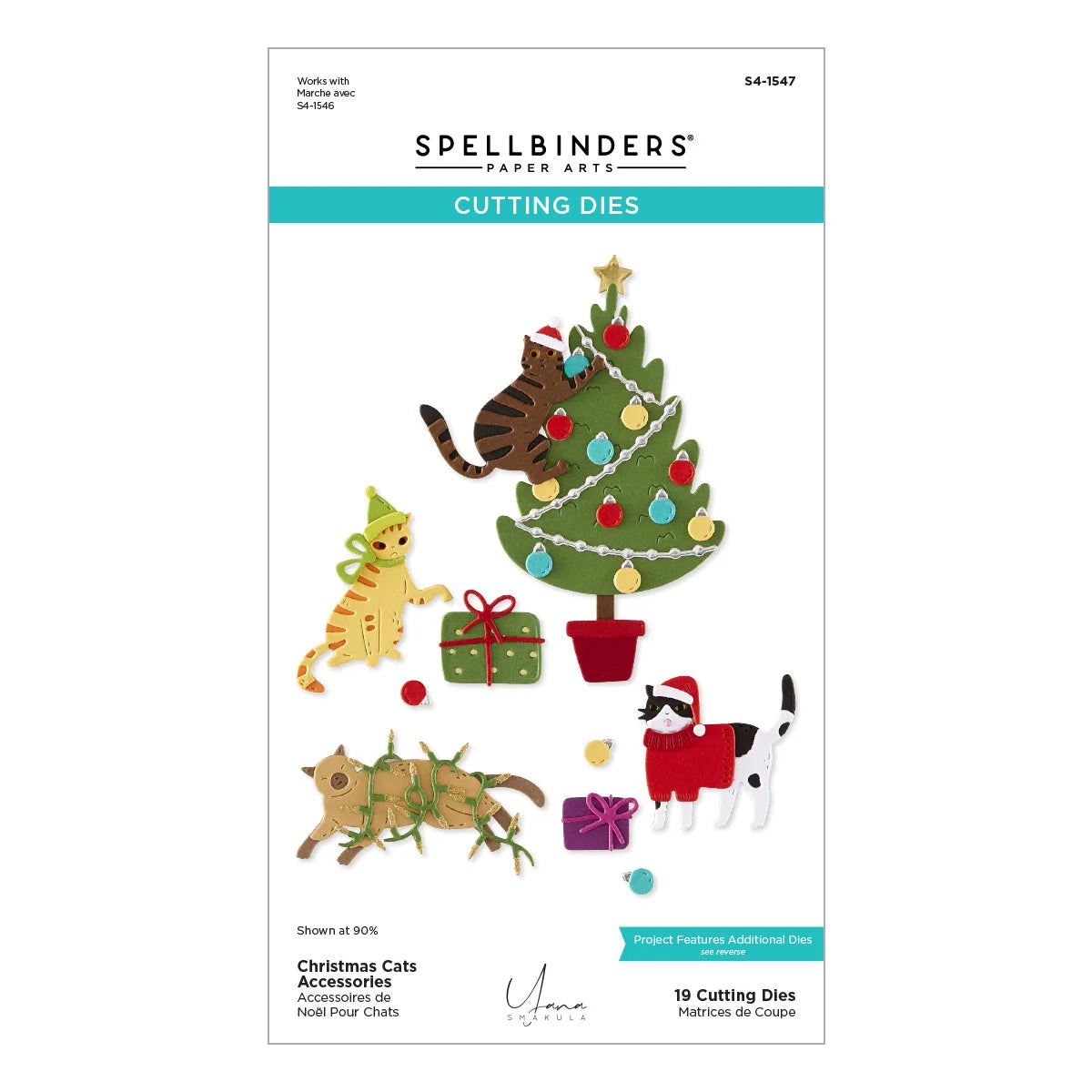 Spellbinders cutting dies packaging with Christmas-themed designs on a white background