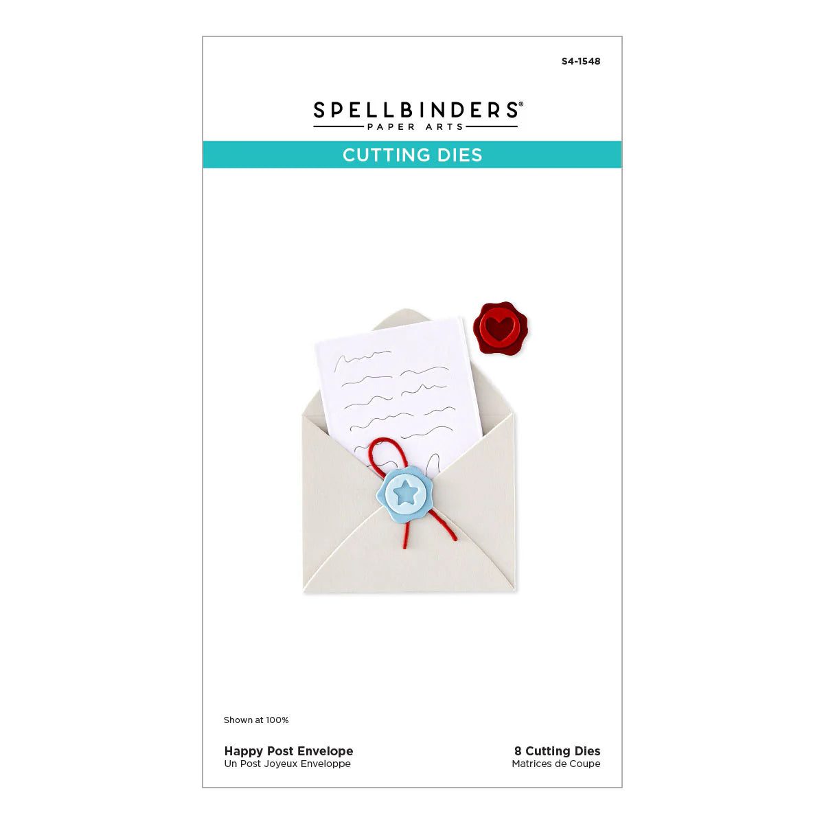 Spellbinders Happy Post Envelope cutting dies package, envelope with letter and wax seal"