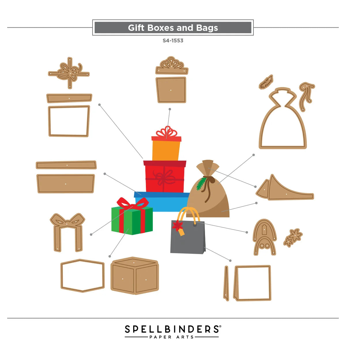 Spellbinders Gift Boxes and Bags Etched Dies