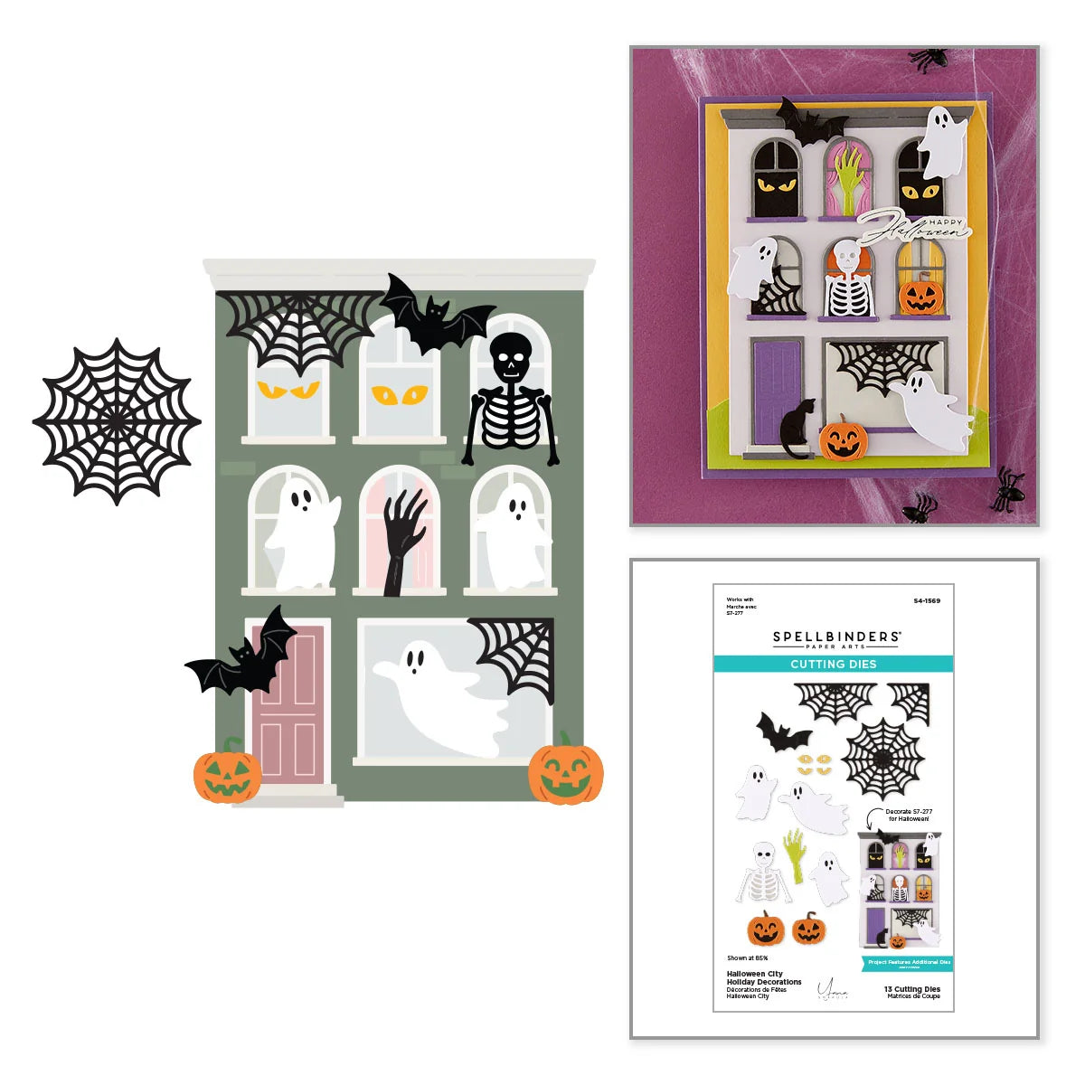 Spellbinders Halloween City Holiday Decorations Etched Dies