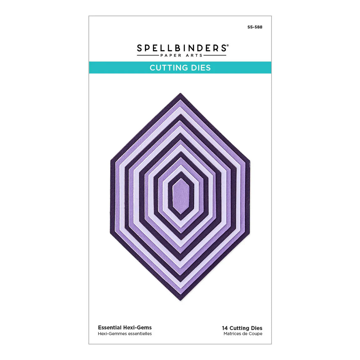 Spellbinders Essential Hexi-Gems Dies package - nesting dies for card making