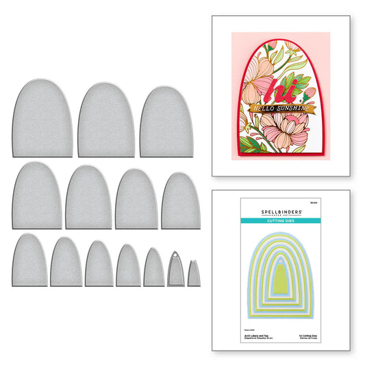 Spellbinders Arch Label Etched dies with card sample