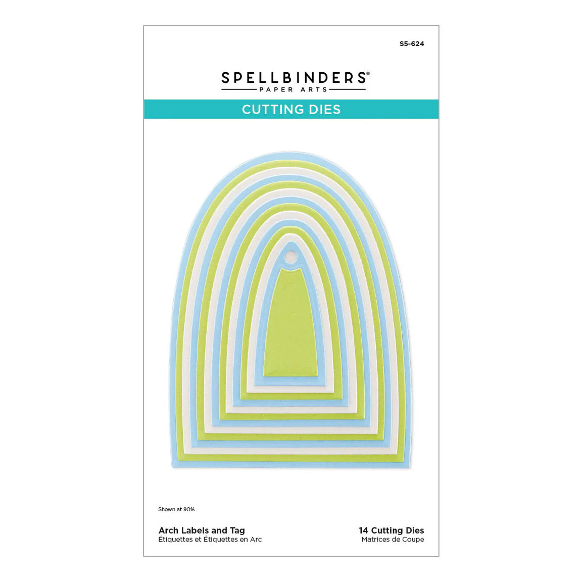 Spellbinders Arch Label Etched dies packaging for die cutting