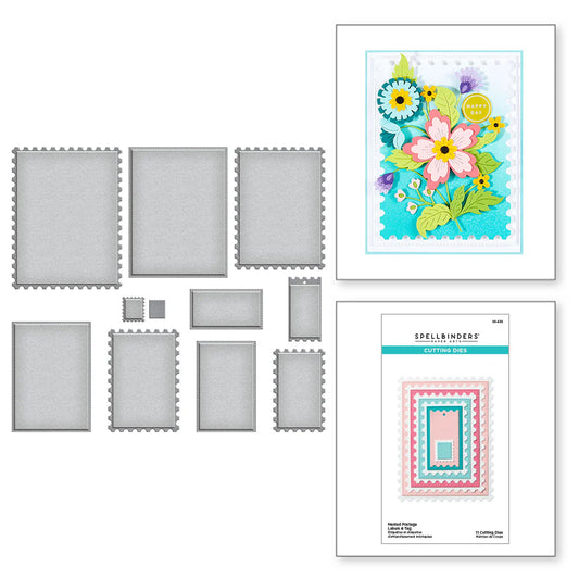 Spellbinders Nested Postage Labels rectangle dies sample and die image