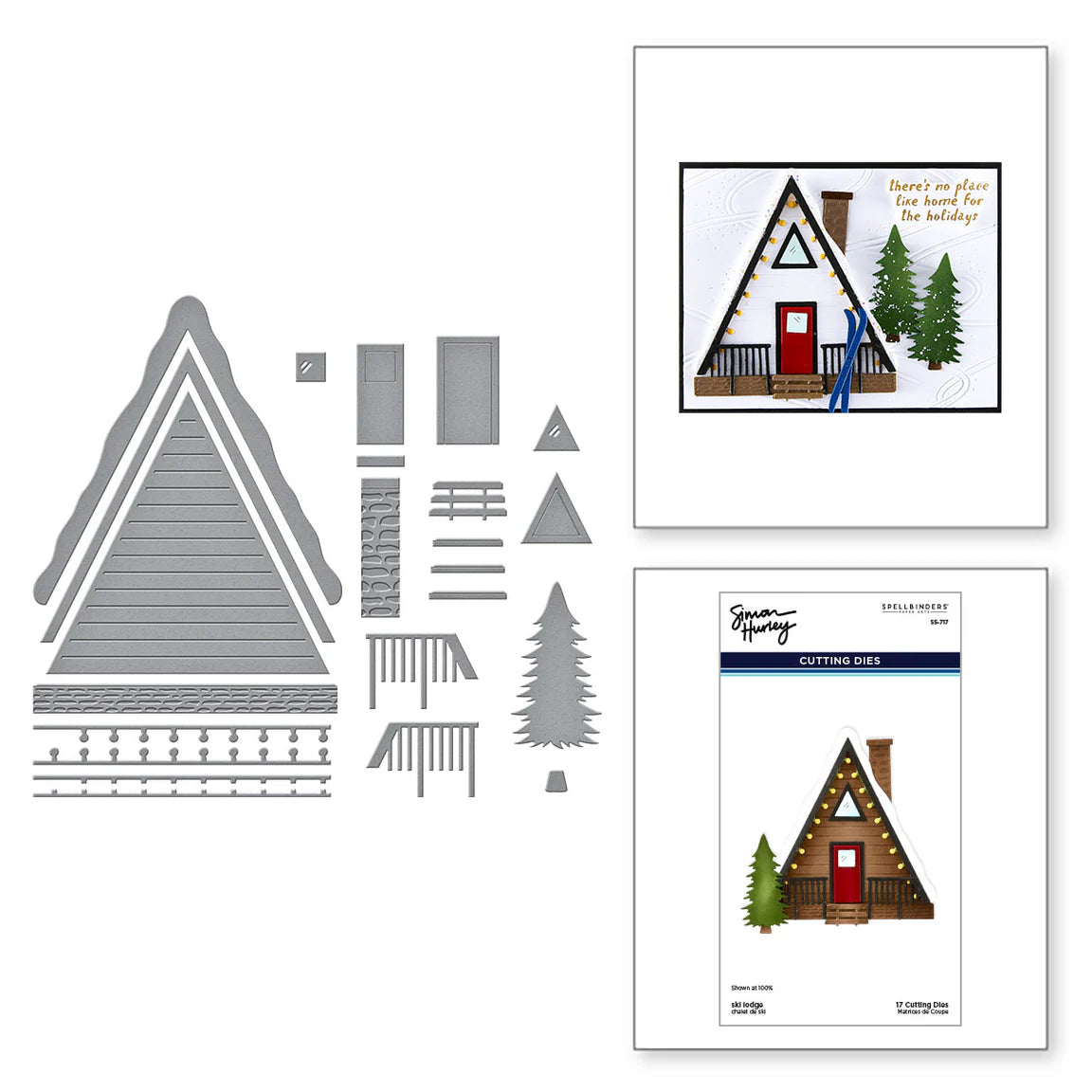 Spellbinders ski lodge die set and sample