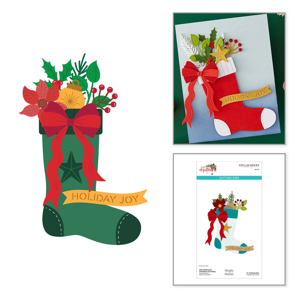 Spellbinders Old-Fashioned Christmas Stocking Etched Dies
