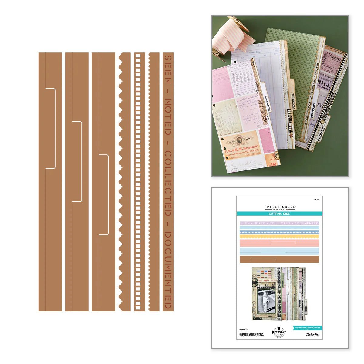 Collection of paper strips with various patterns and designs on a white background.