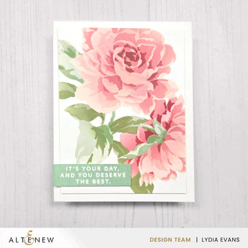Floral card with pink flowers and motivational quote on a light gray background