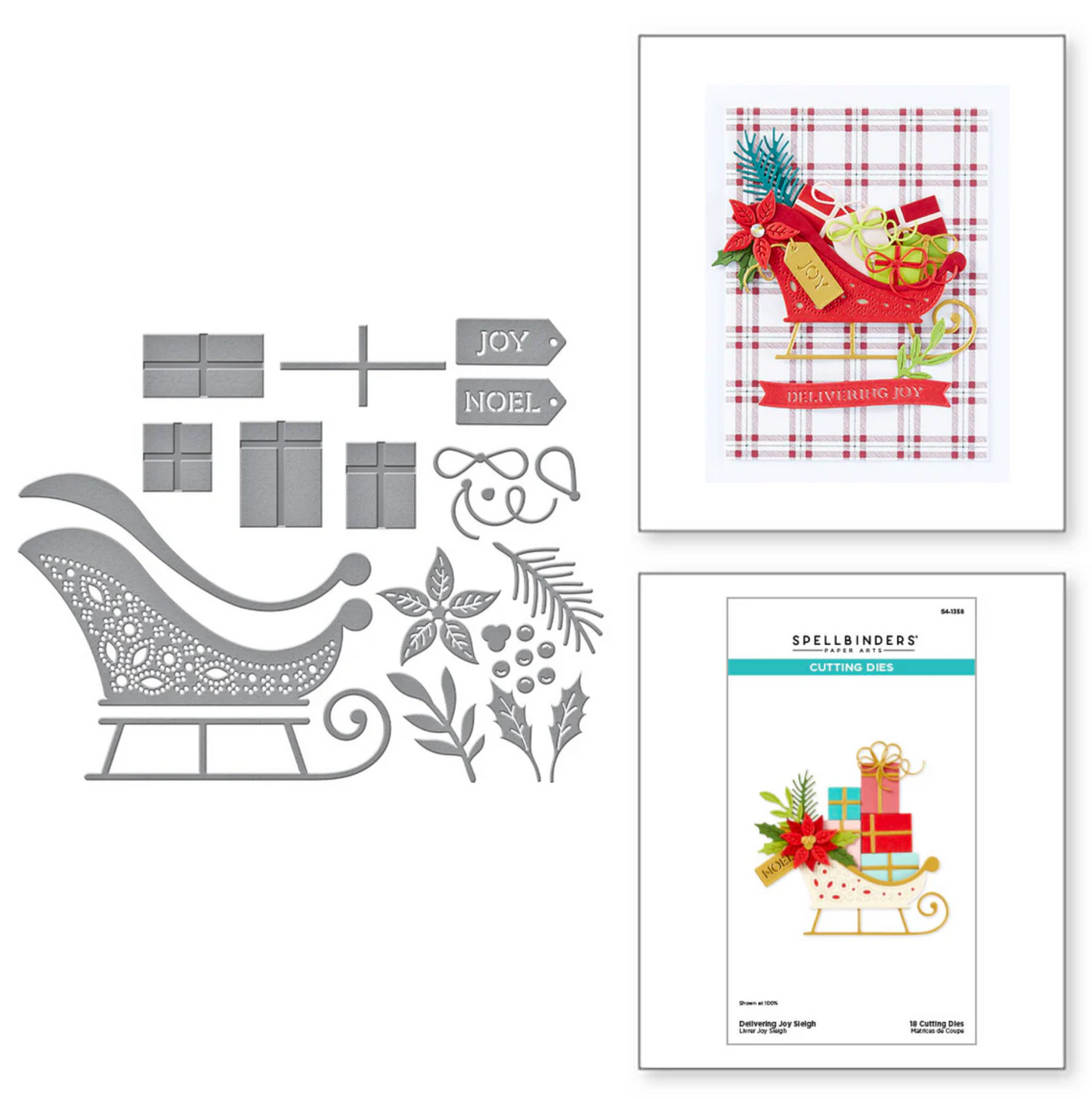 Spellbinders Delivering Joy Sleigh Etched Dies