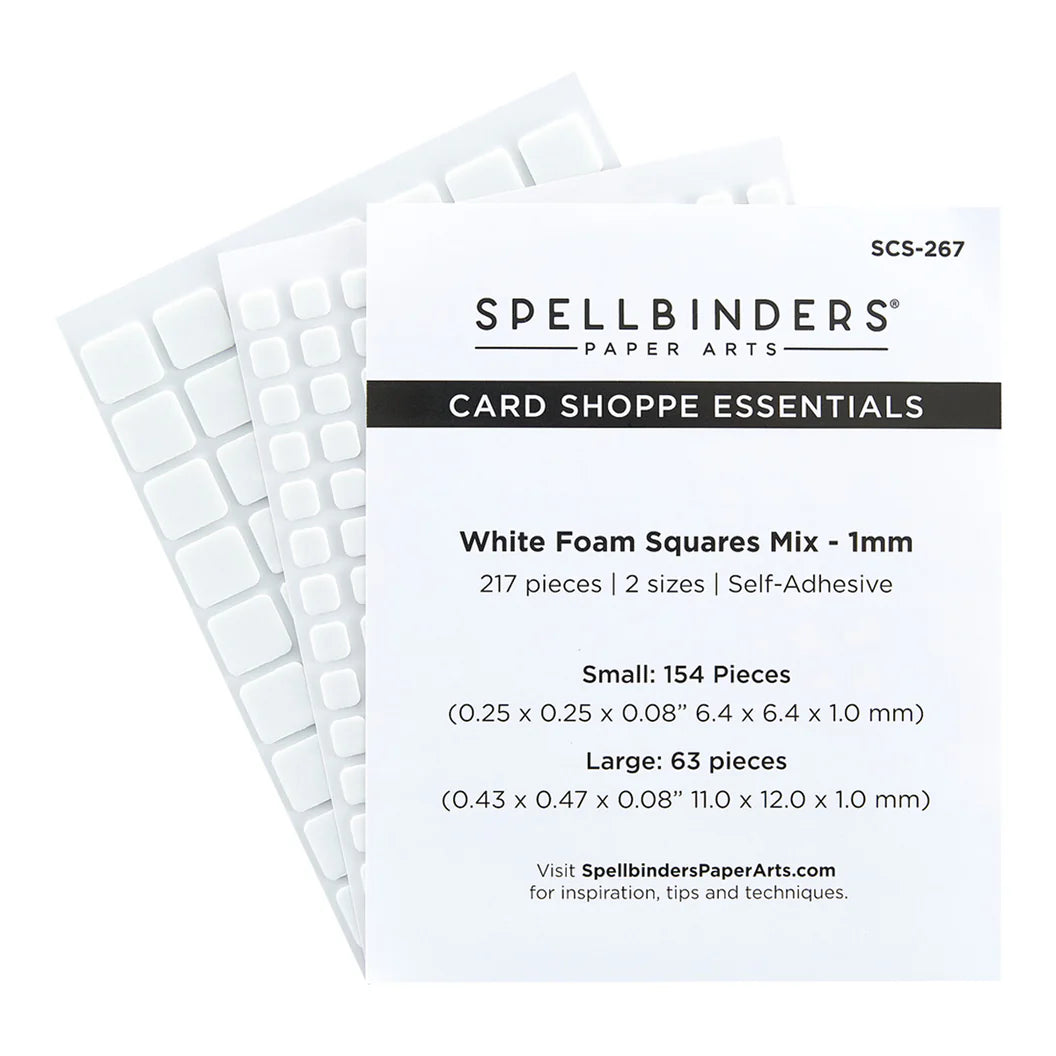 Spellbinders white foam squares mix packaging on a white background