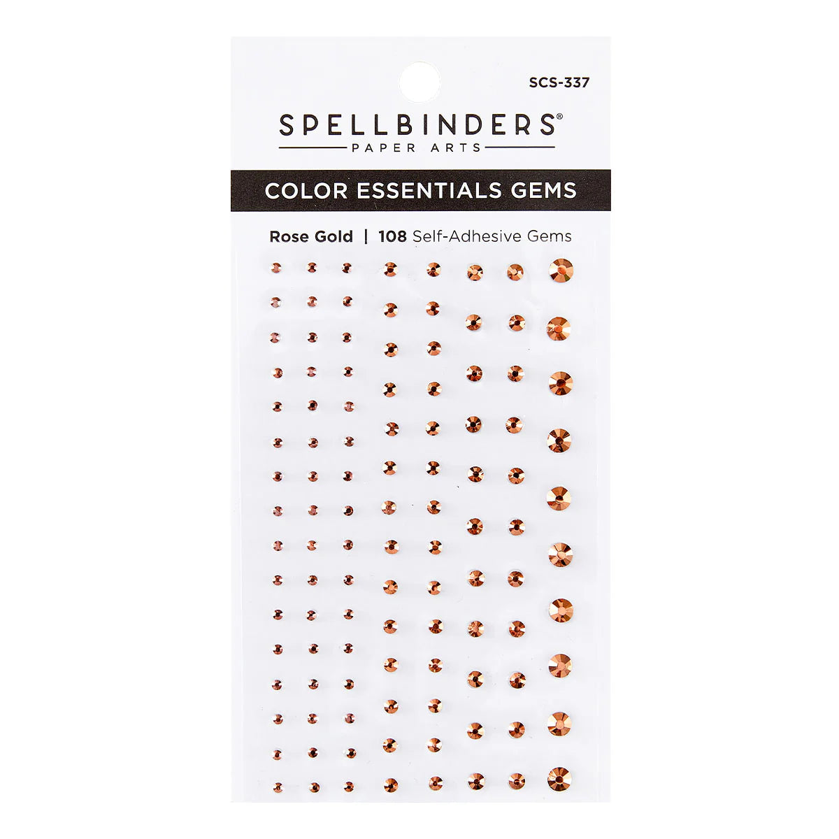 Spellbinders Color Essentials rose gold self-adhesive gems, 108 count, SCS-337