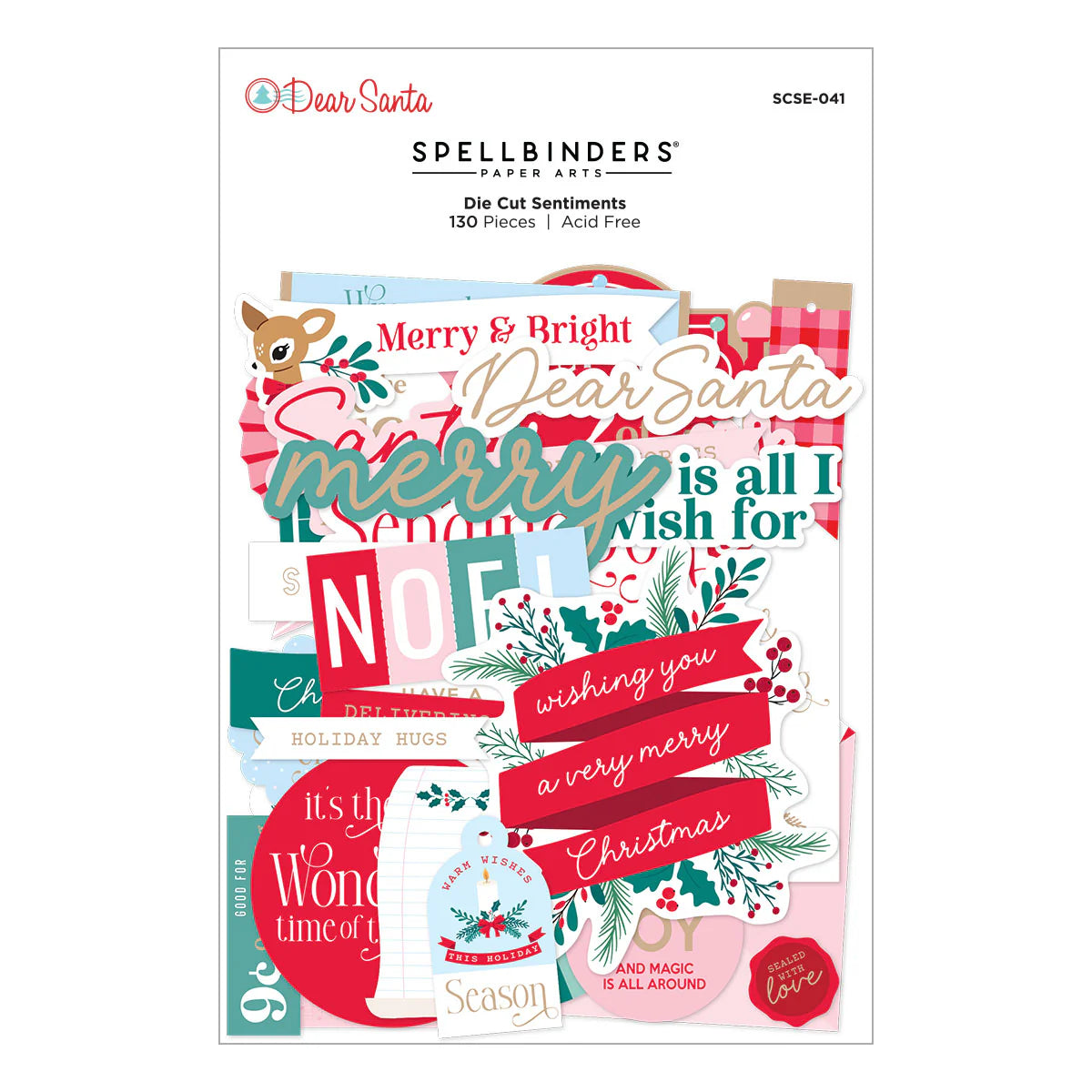 dear santa die cut christmas paper embellishments in spellbinders packaging