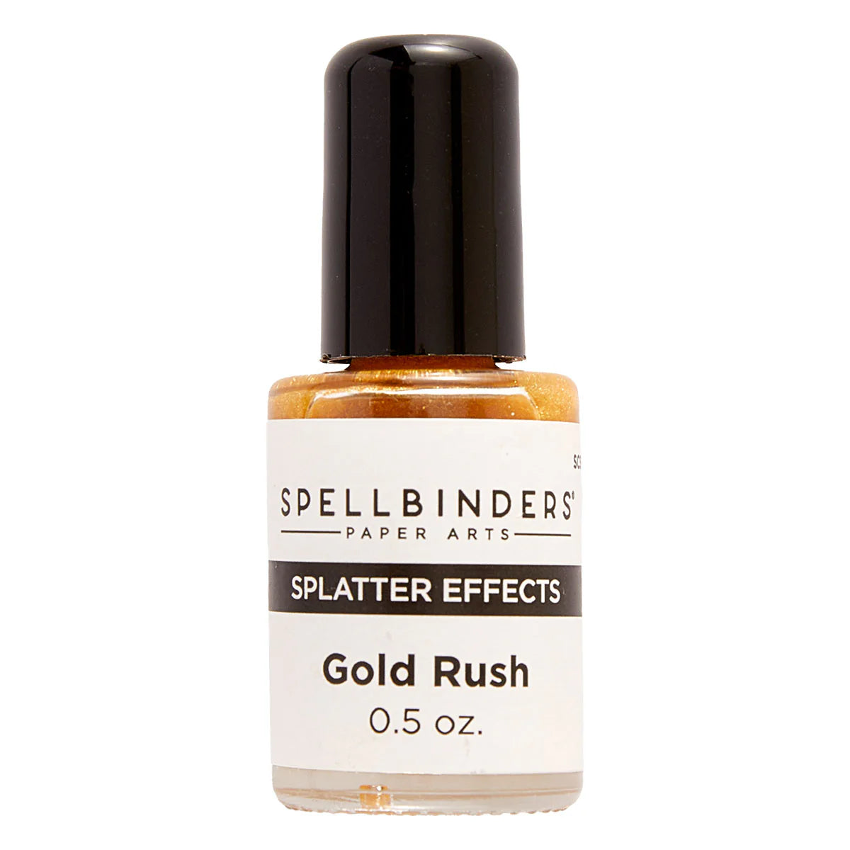 Spellbinders gold splatter effects bottle with black cap on a white background