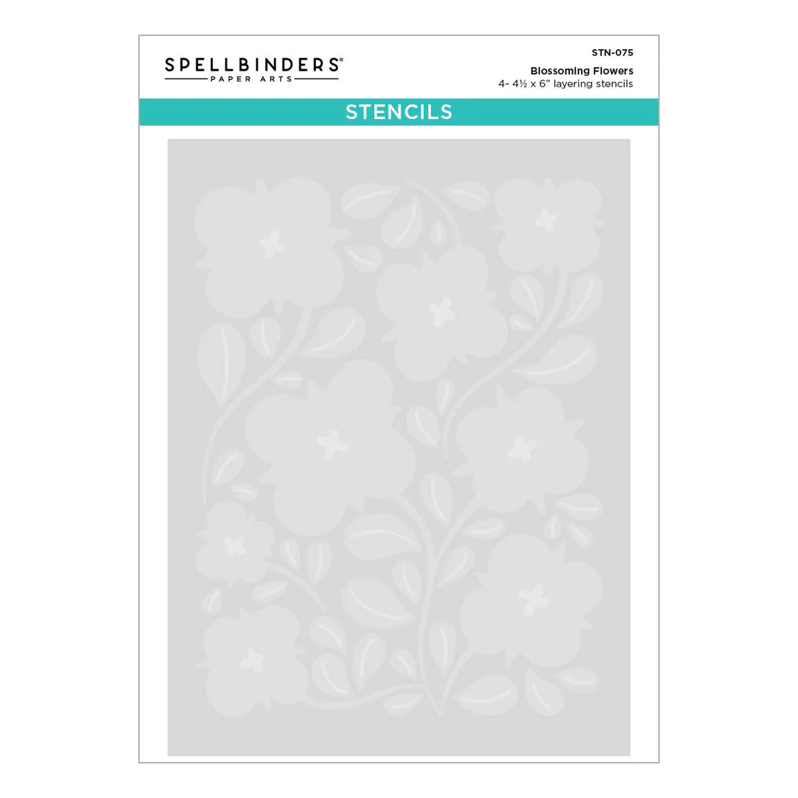 Spellbinders stencils with floral pattern on a white background