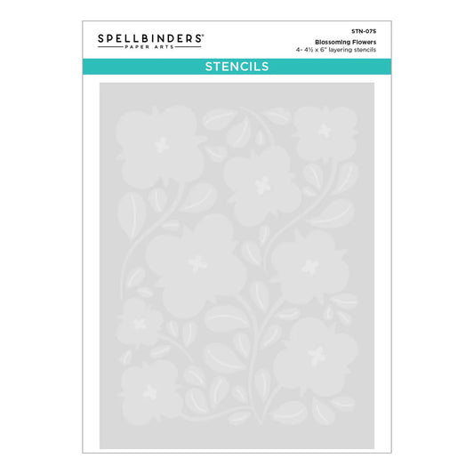 Spellbinders stencils with floral pattern on a white background