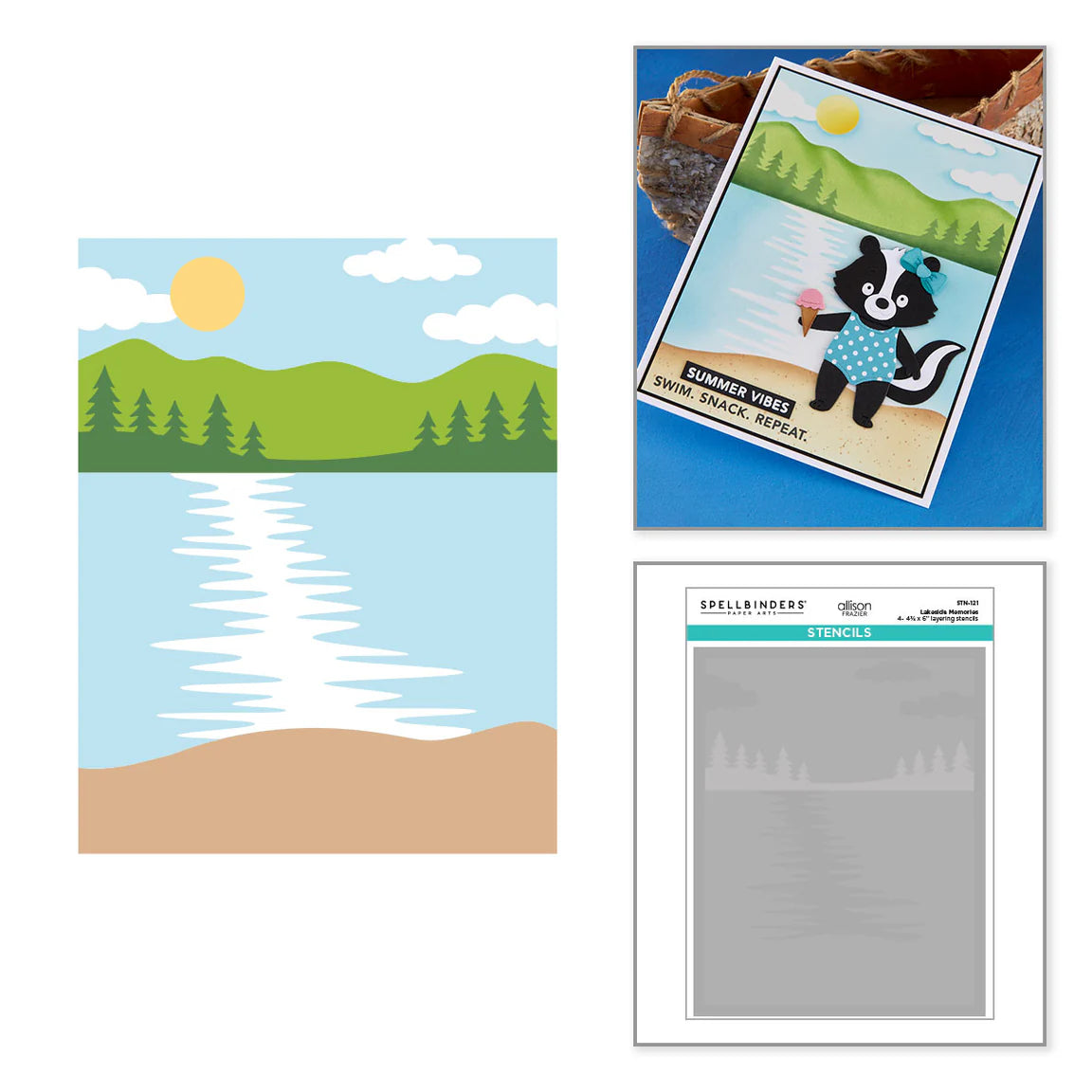 Lakeside layered stencils for cardmaking backgrounds