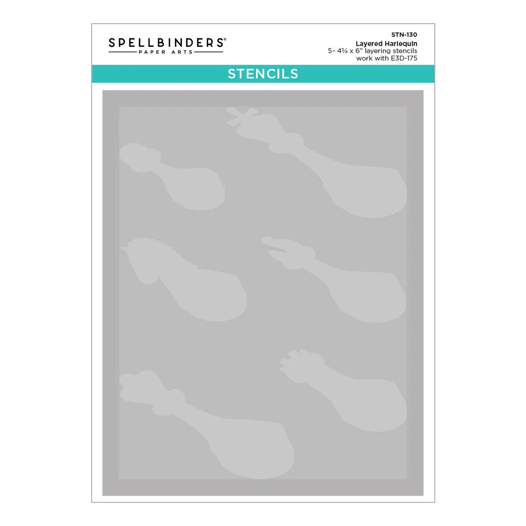 Layered Harlequin stencil set in package