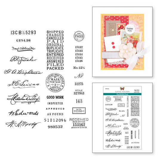 Collection of vintage-style stamps and labels on a white background