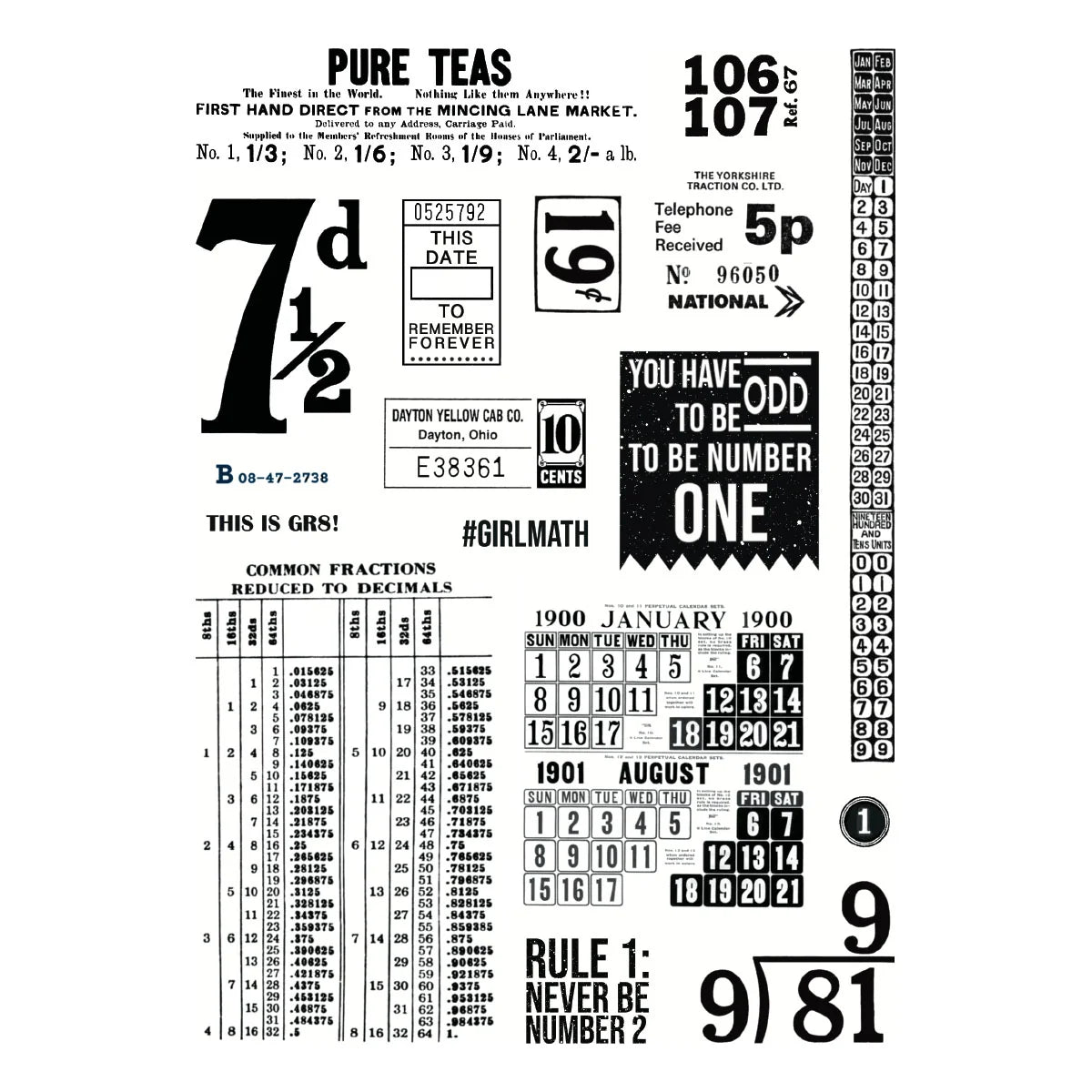 Spellbinders Keepsake Numbers Clear Stamp Set