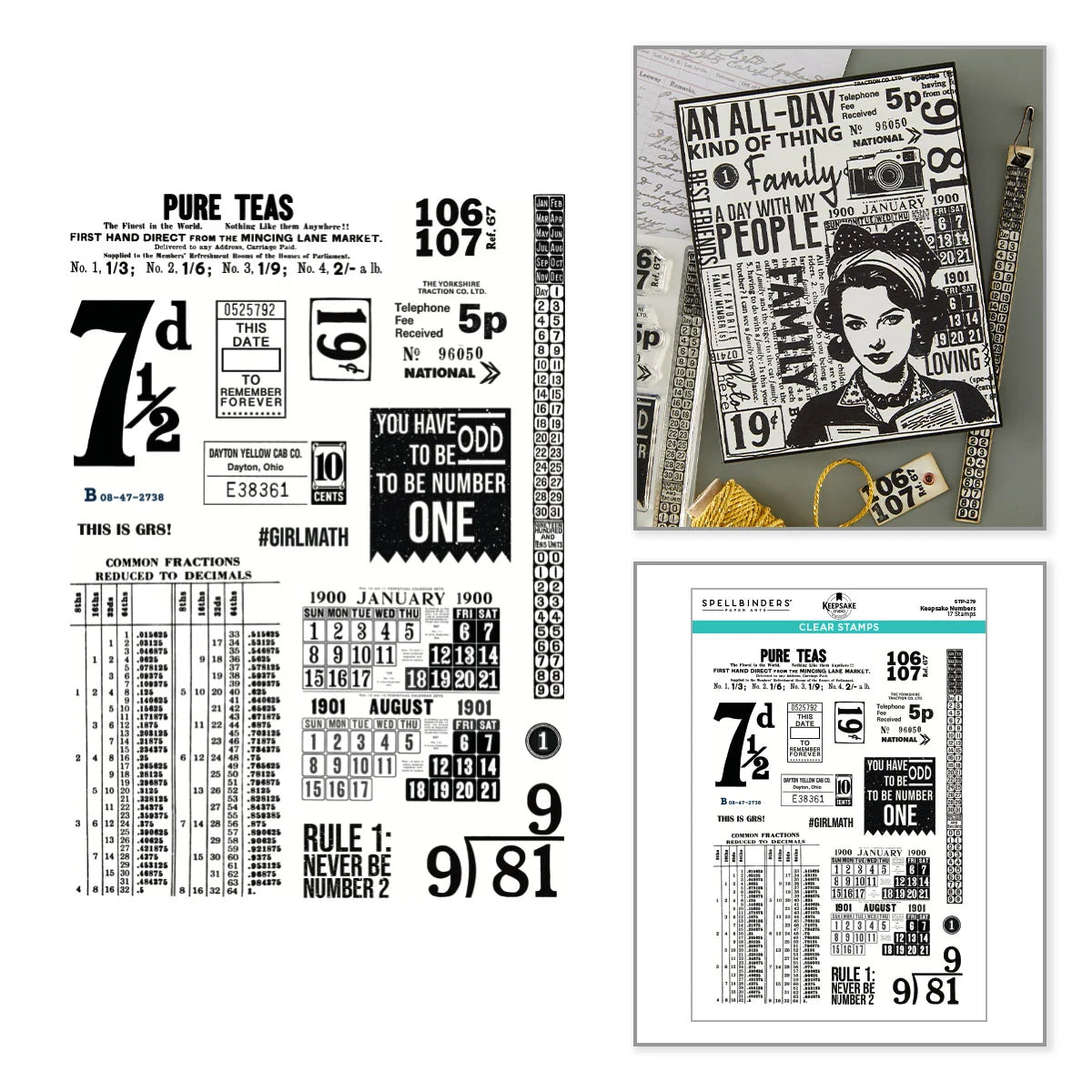 Spellbinders Keepsake Numbers Clear Stamp Set