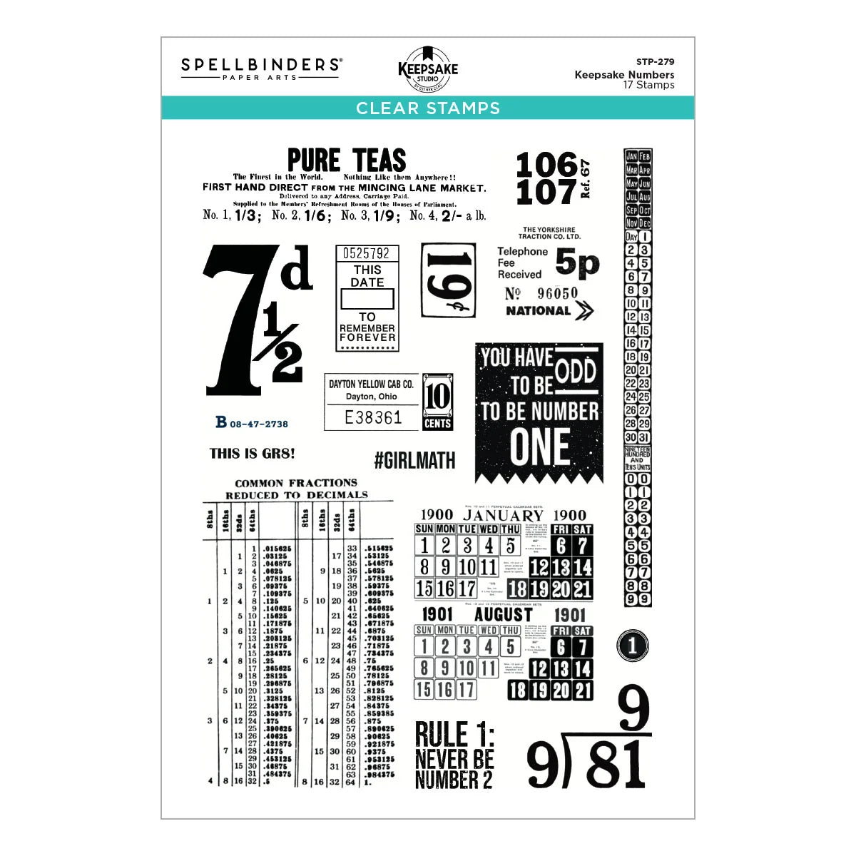 Spellbinders Keepsake Numbers Clear Stamp Set
