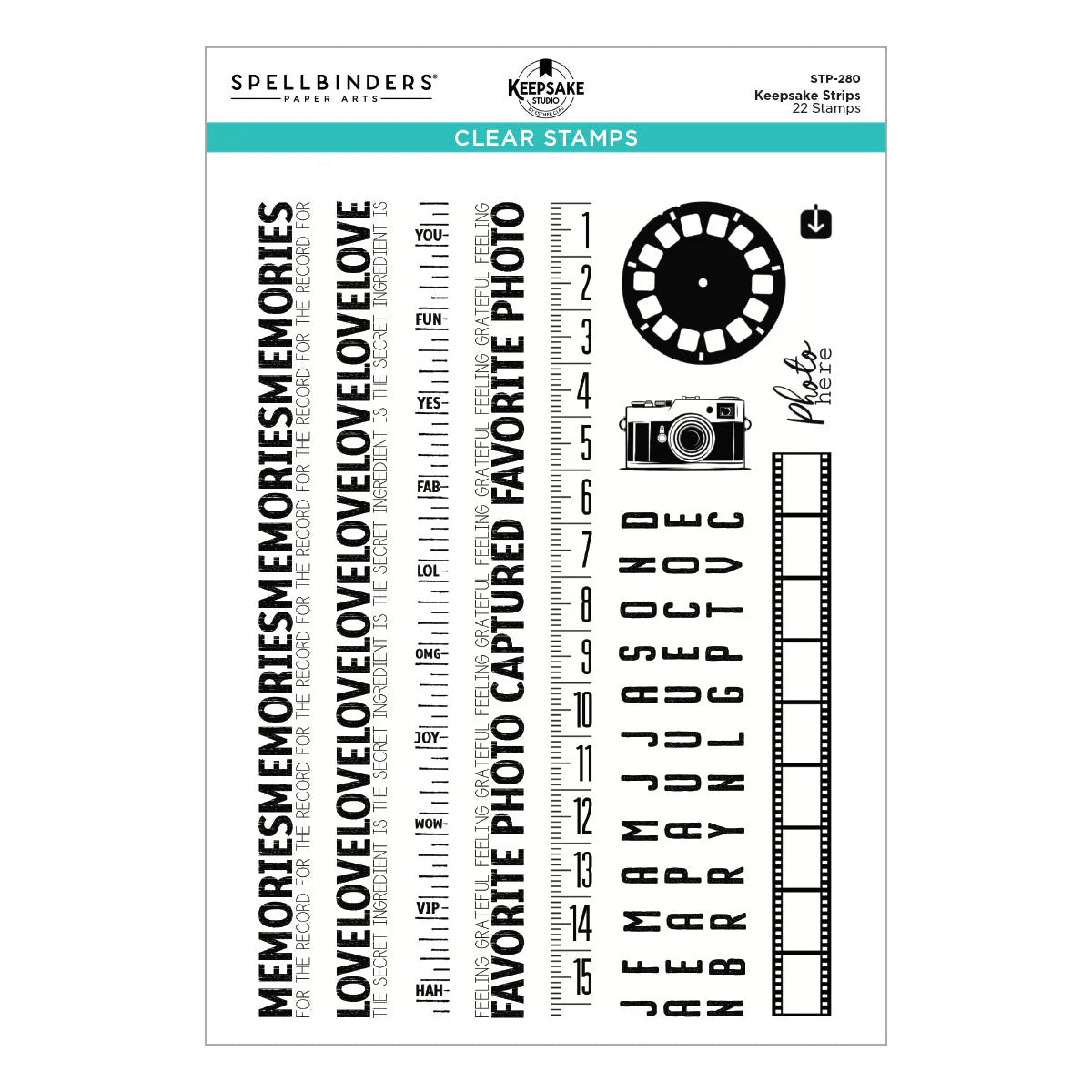 Spellbinders Keepsake Strips Clear Stamp Set by Esther Glas