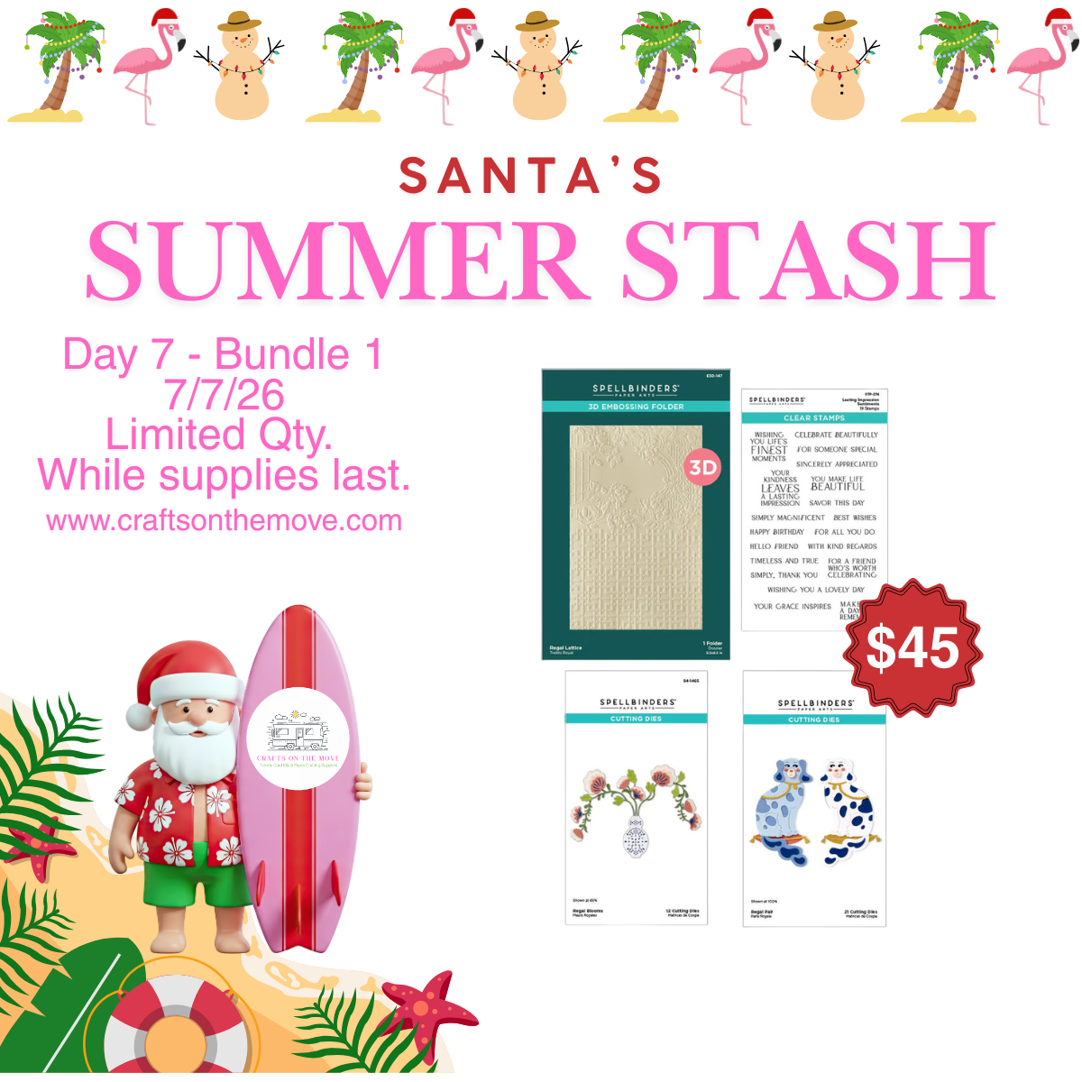 promotional graphic with spellbinders regal bundle, stamps, embossing older, and dies