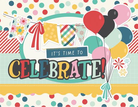 celebrate sentiment and colorful balloon card sample